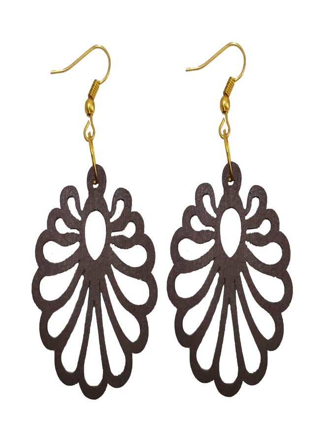 Root Kraft Womens & Girls westerns Selfe designed Wooden Earrings/Dangles Jewellery 3 Combo set (Dark Blue,Brown,Red) Light Weight - Image 5