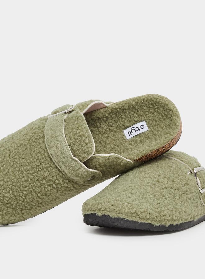 Styli Fluffy Textured Buckle Detail Slippers - Image 3