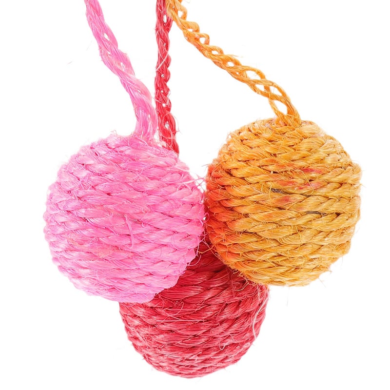 Interactive Sisal Cat Ball Hanging Rattle Toy Pink Orange for Indoor Kittens - Image 4