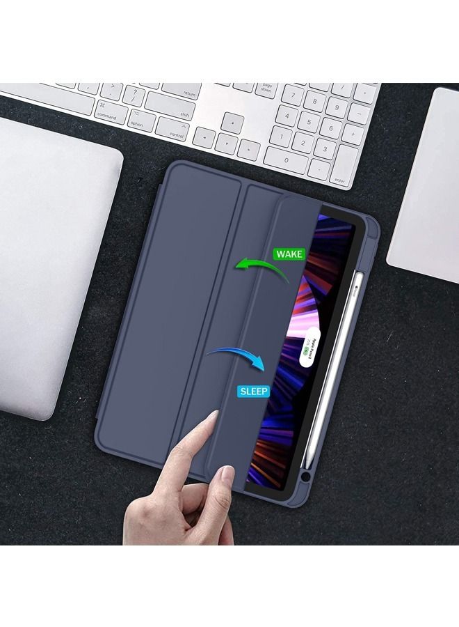 Captaintech iPad Pro 12.9 Inch Case 2022/2021/2020 6th/5th/4th Gen with Pencil Holder Smart iPad Case Support Touch ID and Auto Wake/Sleep with Auto 2nd Gen Pencil Charging Dark Blue - Image 5