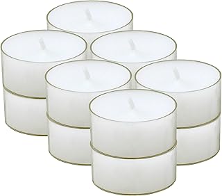 Tribello Clear Tealight Candles, 12 Pack, White | 4.5 Hour Long Burning Unscented Clear Cup Tea Light Candles | for - Image 1