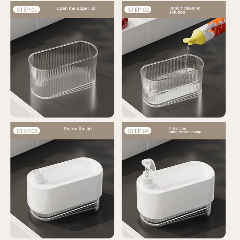 Modern Kitchen Dispenser for Detergent Hygienic Leak Pumps Sponge Holder Food Grade Bottle Easy Press Dishwashing Dispenser - Image 5