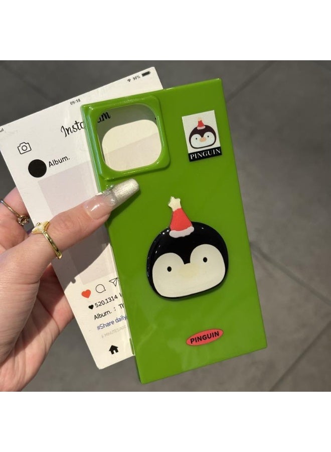 NIBEMINENT Penguin Tag Protective TPU Case Cover For iPhone 16 Plus, Green