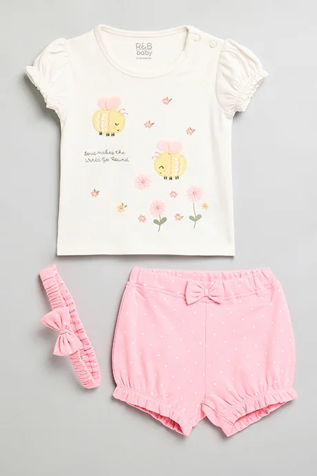 R&B Printed Clothing Set with Headband