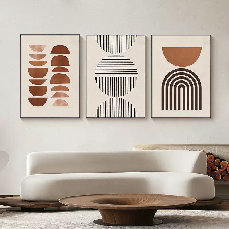 Morandi Color Nordic Living Room Triptych Geometric Abstract Dining Room Decorative Painting Silent Style Sofa Background Wall Hanging Painting - Image 2