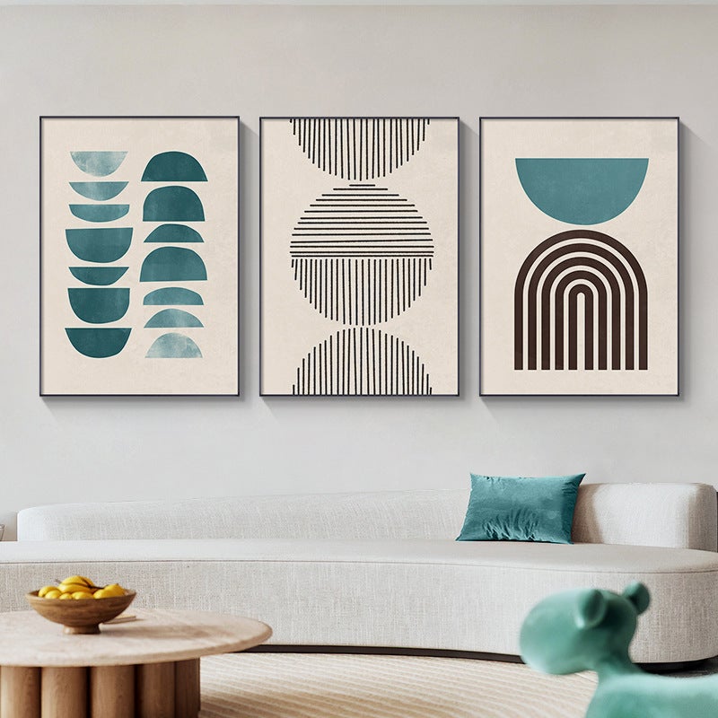 Morandi Color Nordic Living Room Triptych Geometric Abstract Dining Room Decorative Painting Silent Style Sofa Background Wall Hanging Painting - Image 4