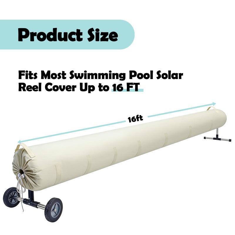 UCEDER Pool Solar Reel Cover with Adjustable Strap, Waterproof Cover for Solar Blanket, 420D Heavy Duty Swimming Solar Reel Cover for Storage for Above Ground & Inground Pool (16 FT) - Image 3