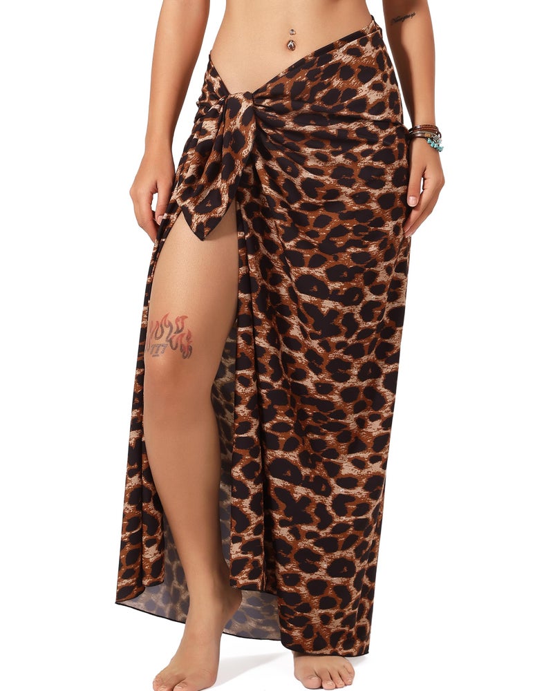 Rossopesca Women Beach Cover Up Boho Sarong Wraps for Womens Bikini Bathing Suit Swimsuit Swimwear Coverup Sarong Pareo Leopard - Image 1