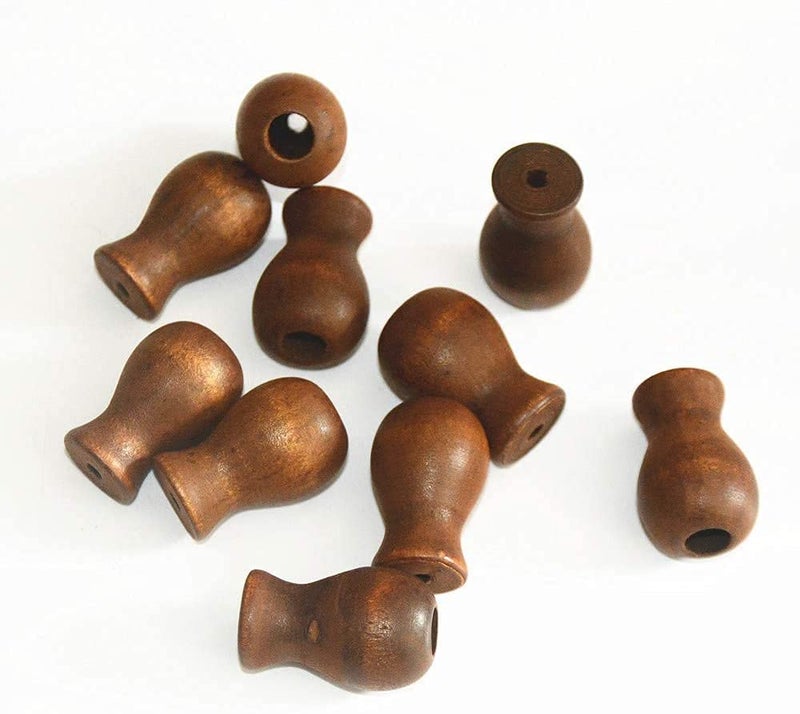 Cutelec 10pcs Real Wood Cord Tassels Brown Tassels for Window Blinds Brown Cord Knobs Wooden Hanging Ball Pulls for Curtain Craft - Image 3