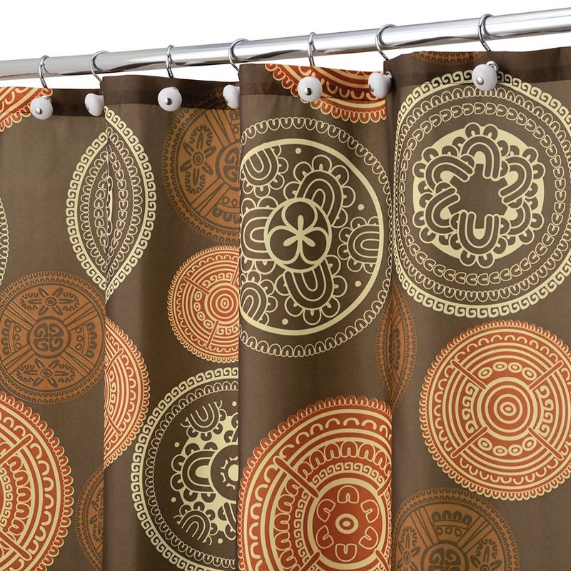 InterDesign iDesign Bazaar Fabric Shower Curtain for Master, Guest, Kids', College Dorm Bathroom, 72" x 72", Brown - Image 2