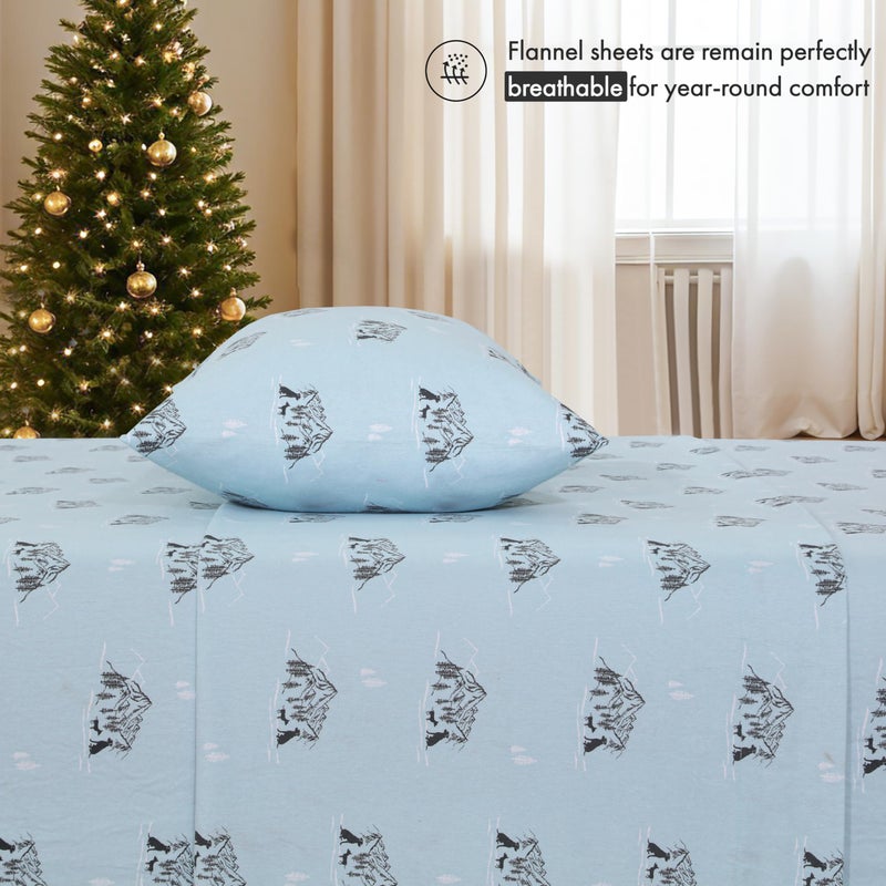 RUVANTI Flannel Sheets Full Size - 100% Cotton Double Brushed Bed Sheets Set, Deep Pockets 16 Inches, All Seasons Breathable & Extra Soft Full Sheets, Warm & Cozy, 4 Piece, Soul Dog - Image 3