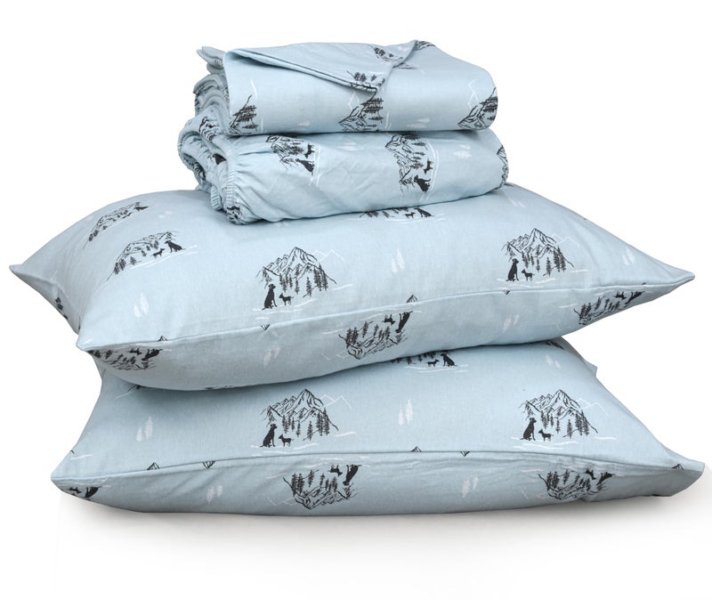 RUVANTI Flannel Sheets Full Size - 100% Cotton Double Brushed Bed Sheets Set, Deep Pockets 16 Inches, All Seasons Breathable & Extra Soft Full Sheets, Warm & Cozy, 4 Piece, Soul Dog - Image 1