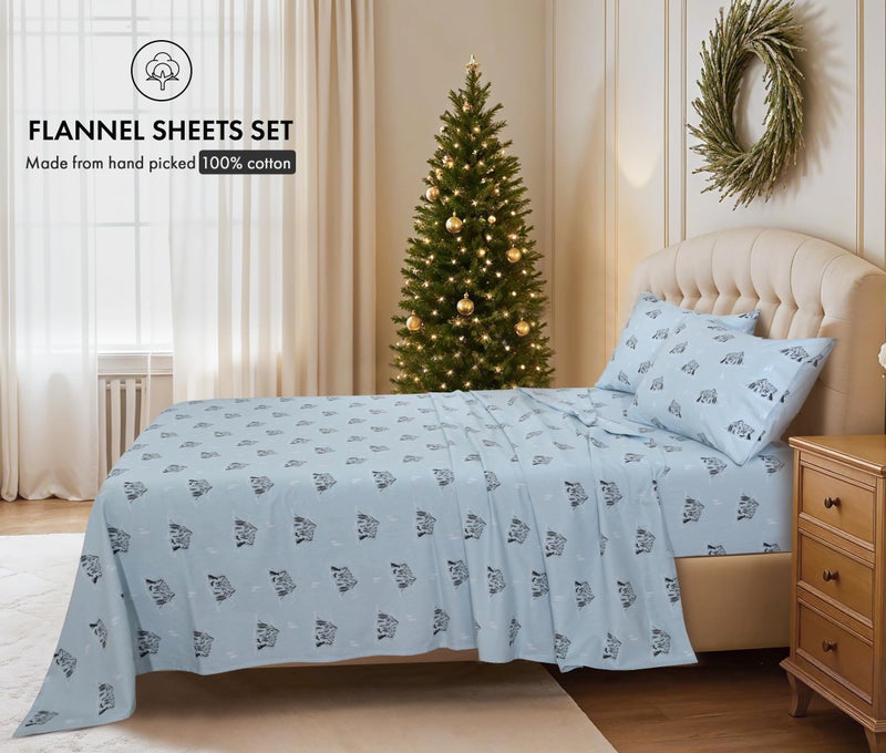 RUVANTI Flannel Sheets Full Size - 100% Cotton Double Brushed Bed Sheets Set, Deep Pockets 16 Inches, All Seasons Breathable & Extra Soft Full Sheets, Warm & Cozy, 4 Piece, Soul Dog - Image 2