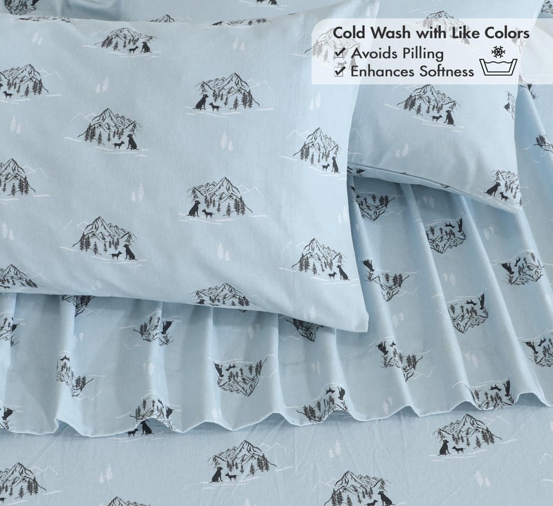 RUVANTI Flannel Sheets Full Size - 100% Cotton Double Brushed Bed Sheets Set, Deep Pockets 16 Inches, All Seasons Breathable & Extra Soft Full Sheets, Warm & Cozy, 4 Piece, Soul Dog - Image 5