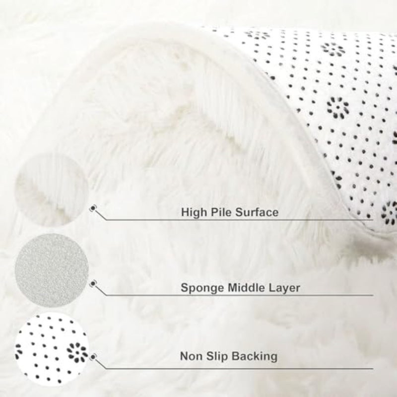 Oval Rug, Living Room Decorative Rugs, Soft Fluffy Plush Carpet, Washable Rug for Bedroom, Living Room Rug, 's Room Khaki Batik, 50 x 120 cm - Image 3