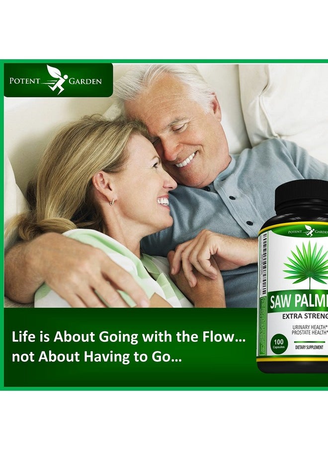 Potent Garden - Saw Palmetto 500 Mg Prostate Supplements For Men Supports Healthy Urination Frequency  Flow Non Gmo 100 Saw Palmetto Capsules - Image 1