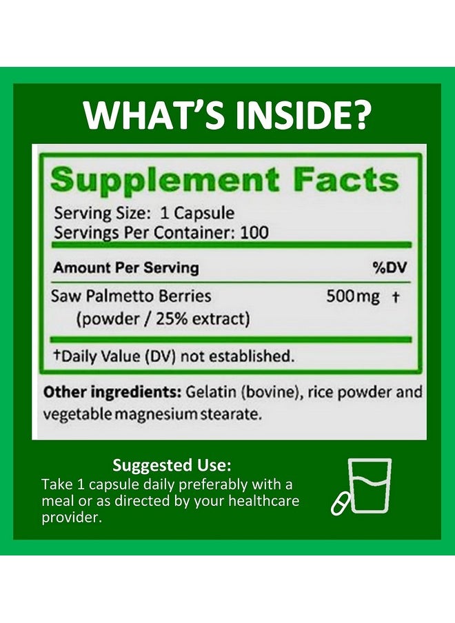 Potent Garden - Saw Palmetto 500 Mg Prostate Supplements For Men Supports Healthy Urination Frequency  Flow Non Gmo 100 Saw Palmetto Capsules - Image 1
