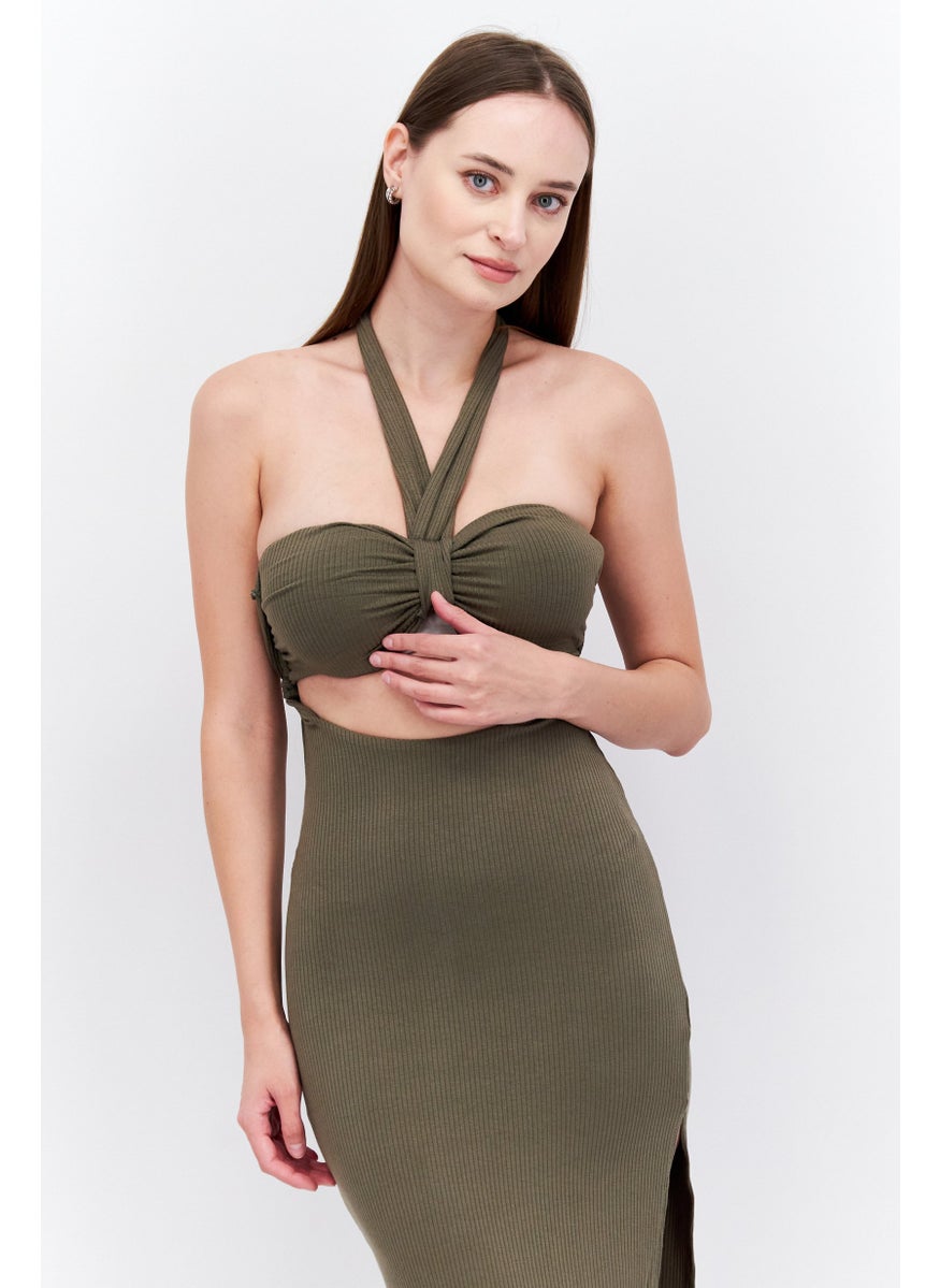 Women Ribbed Cut Out Midi Dress, Olive - pzsku/Z0E8A2A1ECBFFB26C729EZ/45/_/1726755389/c43ff713-631c-4813-a1ad-489537087fb3