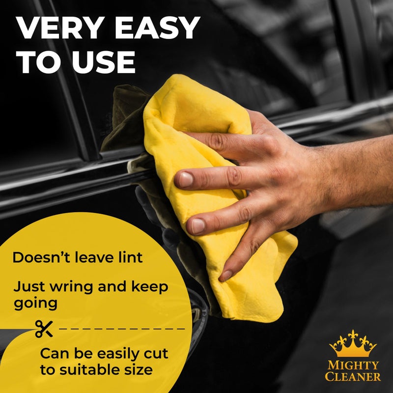 Mighty Cleaner Premium XL Shammy Towel for Car - (34â€x25â€) - Super Absorbent Chamois Cloth - Spots and Scratch-Free - Reusable Car Drying Towels - Image 5