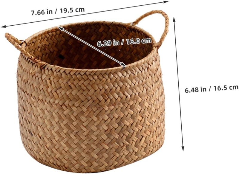 VOSAREA Woven Storage Basket Japanese Style Multi Functional Decorative Organizer for Cosmetics Flower Arranging and Home Handmade Woven Bin with Side Handles - Image 3