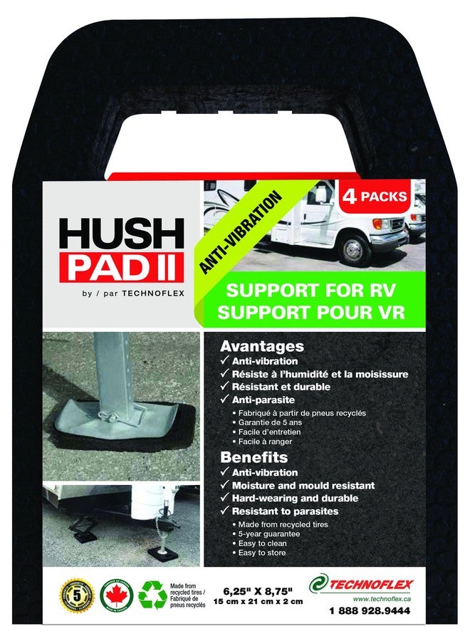 LEISURE TIME Technoflex HP0608 HUSH PAD II RV Stabilizer - 6.25 in. x 8.75 in., 4 Pack, Black