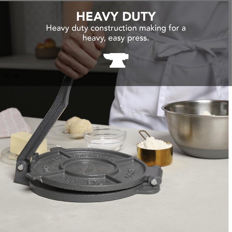 Alpha Living Tortilla Press â€“ 8 Inch Cast Iron Quesadilla Maker â€“ Heavy Duty Empanada Maker Press â€“ Cast Iron Tortilla Maker for Kitchen, Home Use - Image 4