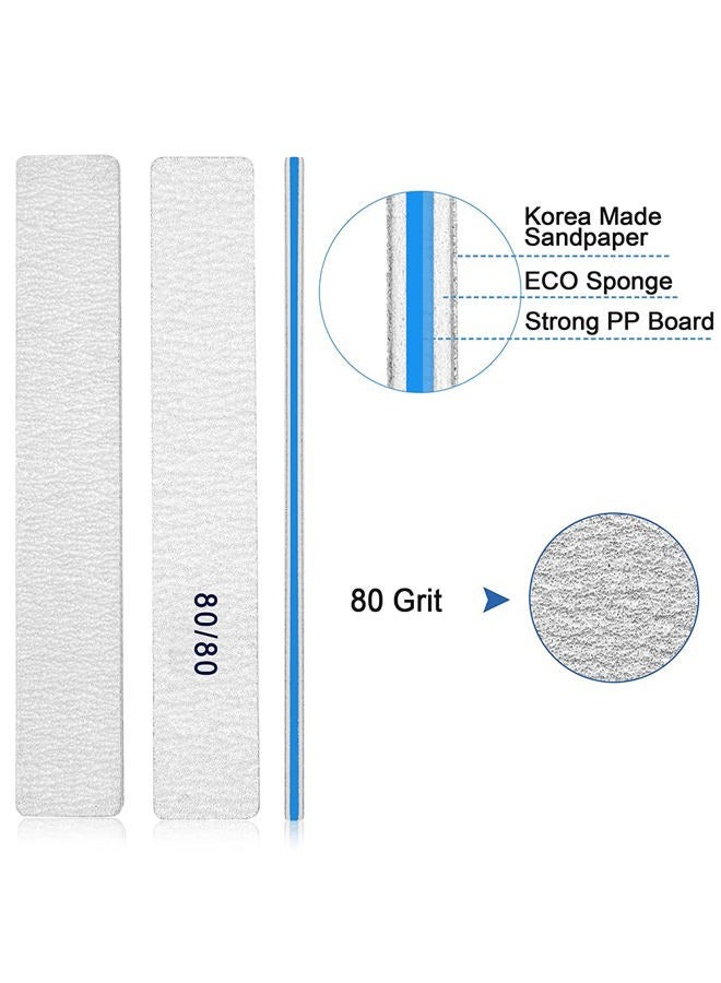 BLESWIN Nail Files 50pcs-Nail File 80/80 Grit for Acrylic Nails, Rough Nail Files Emery Boards for Artificial Nails, Fake Nails, Professional Double Sided Jumbo Zebra Nail File - Image 2