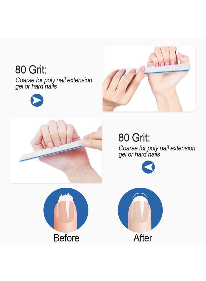 BLESWIN Nail Files 50pcs-Nail File 80/80 Grit for Acrylic Nails, Rough Nail Files Emery Boards for Artificial Nails, Fake Nails, Professional Double Sided Jumbo Zebra Nail File - Image 5
