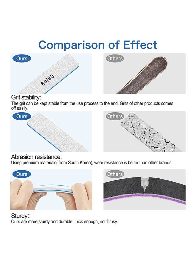 BLESWIN Nail Files 50pcs-Nail File 80/80 Grit for Acrylic Nails, Rough Nail Files Emery Boards for Artificial Nails, Fake Nails, Professional Double Sided Jumbo Zebra Nail File - Image 4