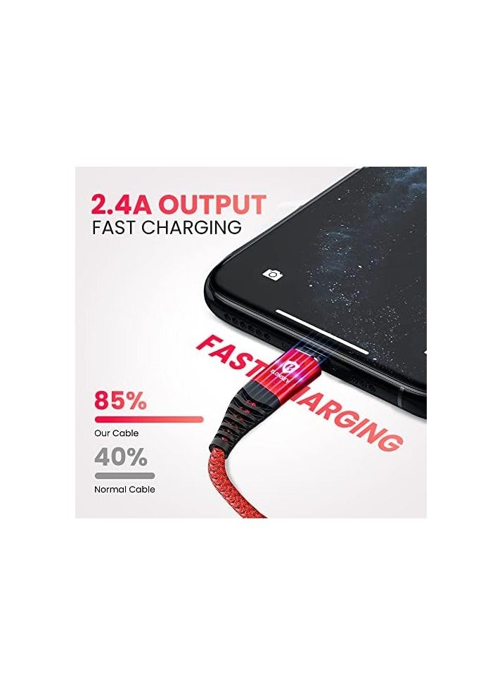 إيلونسي كابل شحن سريع iPhone (عبوة من 2)، 1 متر عالي السرعة PD شحن USB إلى سلك الإضاءة متوافق مع iPhone 15/15 Pro/15 Pro Max، 14 Pro/Max/X، iPd Pro - أحمر - Image 2