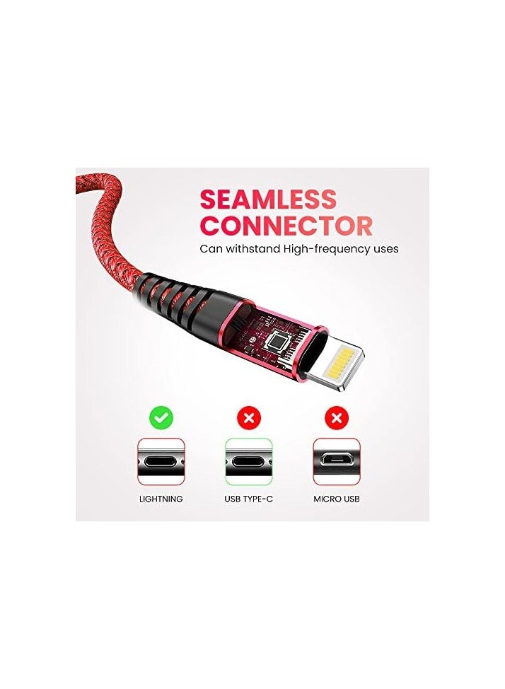 إيلونسي كابل شحن سريع iPhone (عبوة من 2)، 1 متر عالي السرعة PD شحن USB إلى سلك الإضاءة متوافق مع iPhone 15/15 Pro/15 Pro Max، 14 Pro/Max/X، iPd Pro - أحمر - Image 3