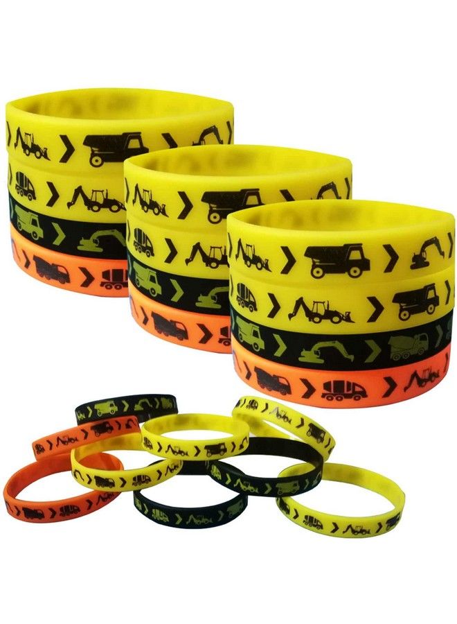 CupaPlay 24Pcs Construction Zone Party Favors Rubber Bracelets Construction Birthday Party Supplies Car Decorations Goodie Bag Stuffers Slicone Wristbands - Image 2