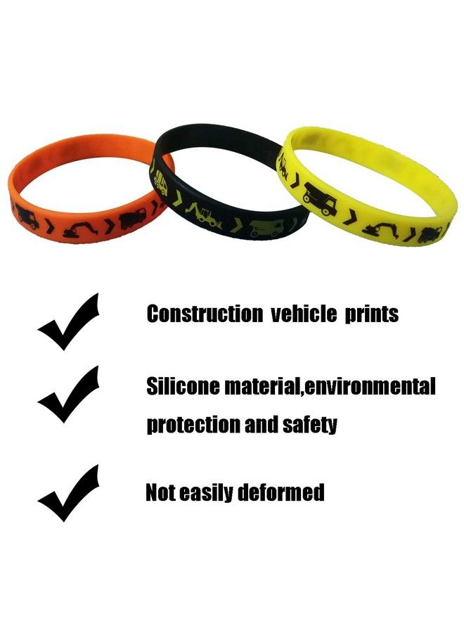CupaPlay 24Pcs Construction Zone Party Favors Rubber Bracelets Construction Birthday Party Supplies Car Decorations Goodie Bag Stuffers Slicone Wristbands - Image 5