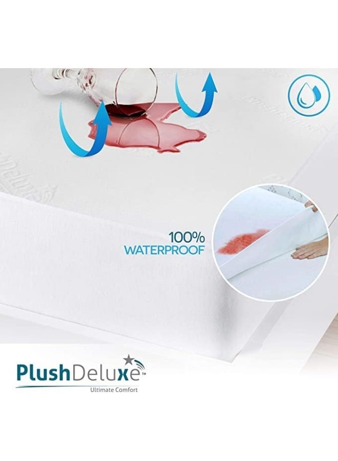 PlushDeluxe Premium Bamboo Mattress Protector – Waterproof, & Ultra Soft Breathable Bed Mattress Cover for Comfort & Protection - (Twin)  - Image 3