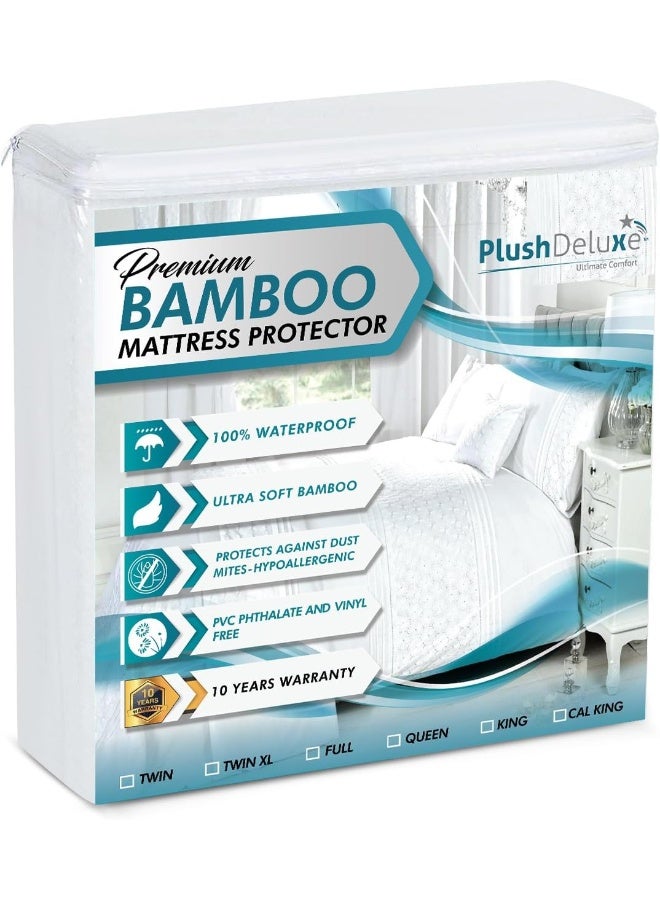 PlushDeluxe Premium Bamboo Mattress Protector – Waterproof, & Ultra Soft Breathable Bed Mattress Cover for Comfort & Protection - (Twin)  - Image 1