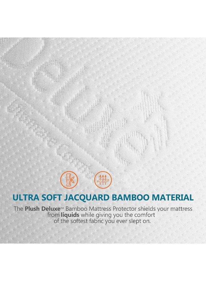 PlushDeluxe Premium Bamboo Mattress Protector – Waterproof, & Ultra Soft Breathable Bed Mattress Cover for Comfort & Protection - (Twin)  - Image 2