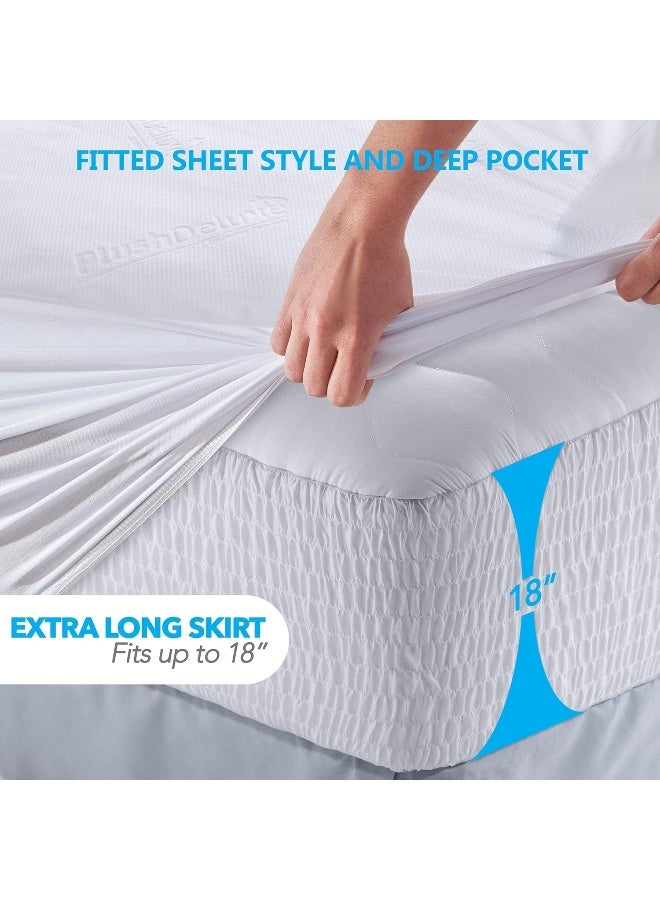 PlushDeluxe Premium Bamboo Mattress Protector – Waterproof, & Ultra Soft Breathable Bed Mattress Cover for Comfort & Protection - (Twin)  - Image 4
