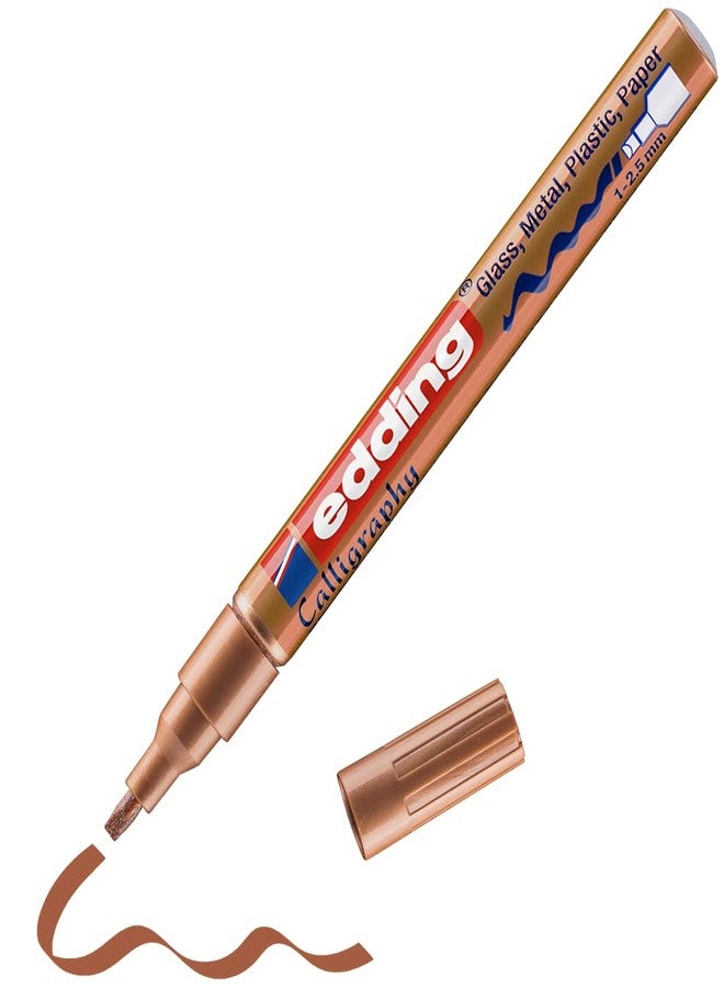 edding 753 Gloss Paint Marker Calligraphy - Copper - 1 Paint Marker - Calligraphy Nib 1-2.5 mm - for Glass, Stone, Plastic, Paper - Waterproof, Highly Opaque - Bullet journals, Hand Lettering - Image 1
