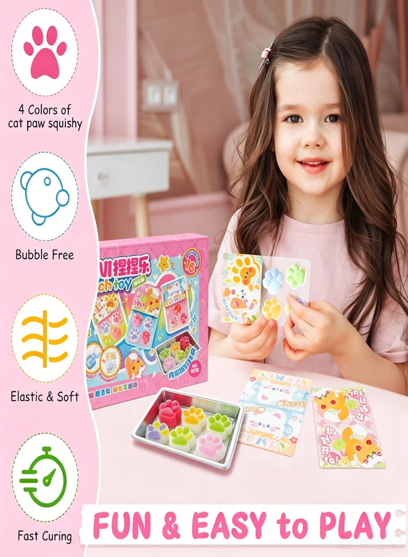 DIY Cat Paw Squishy Making Kit for Kids, All-in-One Silicone Pinch Toy Craft Set with A&B Glue, Mold, Pigments & Accessories, Stress Relief & Creative Activity Kit for Beginners, Perfect Gift for Girls Ages 8+ - Image 2