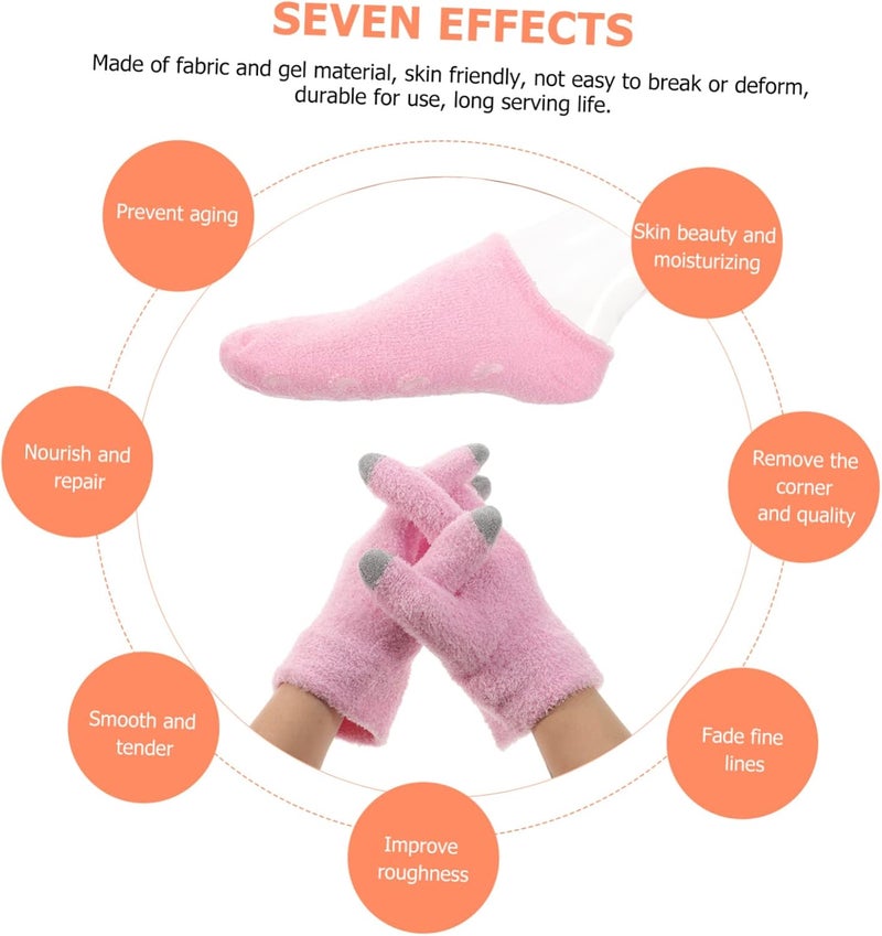 Outanaya 4pcs Gel Moisturizing Spa Gloves and Socks for Cracked Dry Skin Reusable Hand and Foot Care for Women Comfortable Hydration Treatment Skin-Friendly Gel Material - Image 2