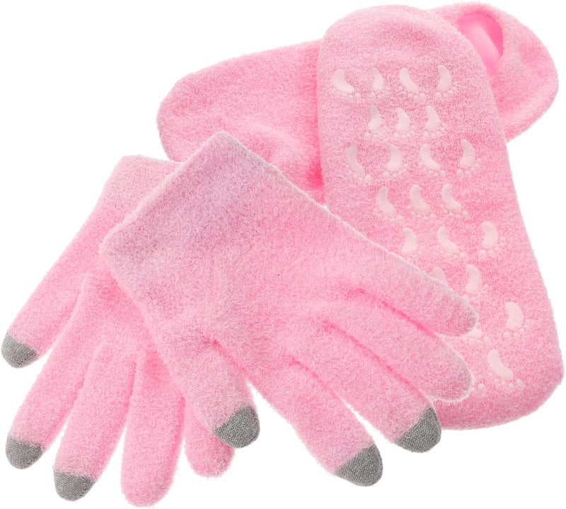 Outanaya 4pcs Gel Moisturizing Spa Gloves and Socks for Cracked Dry Skin Reusable Hand and Foot Care for Women Comfortable Hydration Treatment Skin-Friendly Gel Material - Image 1