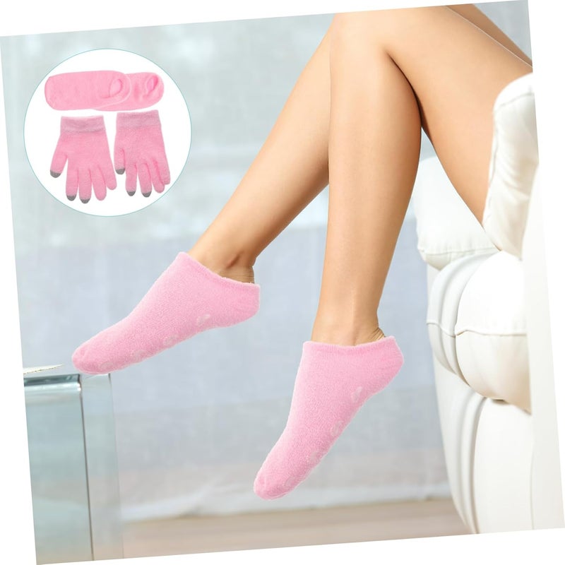 Outanaya 4pcs Gel Moisturizing Spa Gloves and Socks for Cracked Dry Skin Reusable Hand and Foot Care for Women Comfortable Hydration Treatment Skin-Friendly Gel Material - Image 4