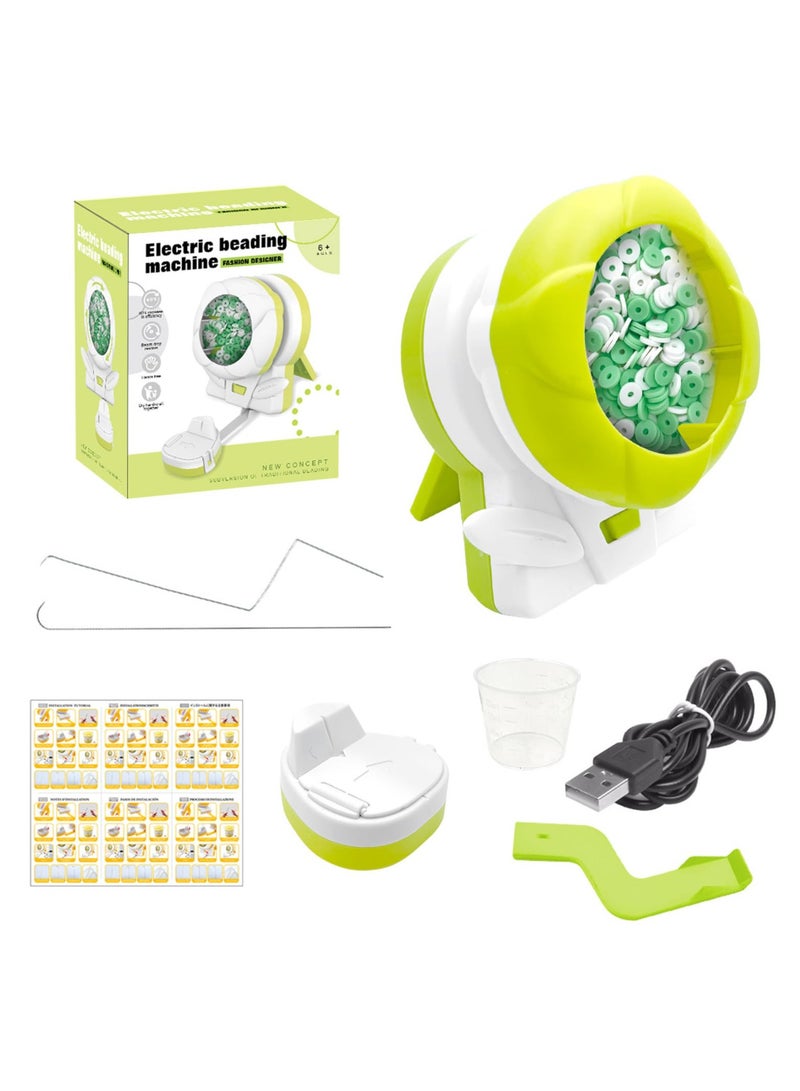 SOLARAE Electric Auto Bead Spinner, Gift for Girls, Clay Bead Spinner for Jewelry Making, USB DIY Bead Spinner Kit with Needle and Holder for Making Friendship Bracelets, Waist Crafts, Necklaces (Green) - Image 1