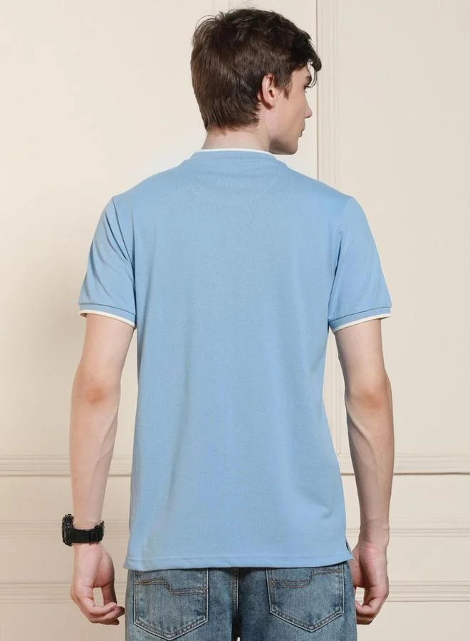 Dennis Lingo Dennis Lingo Mandarin Collar Solid T-shirt