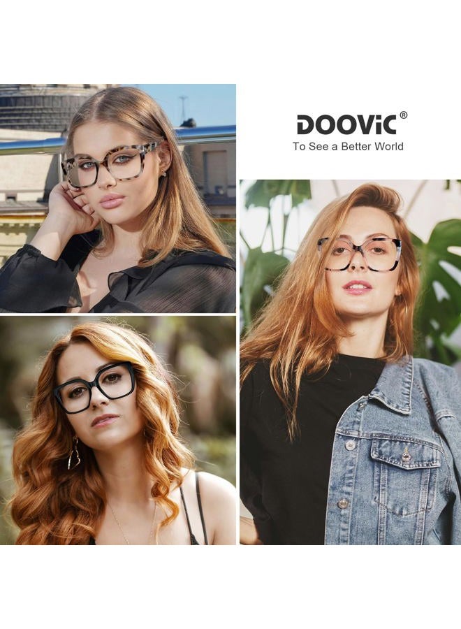 DOOViC 3 Pack Oversized Reading Glasses for Women Blue Light Blocking Square Stylish Computer Readers +1.75 Strength - Image 2