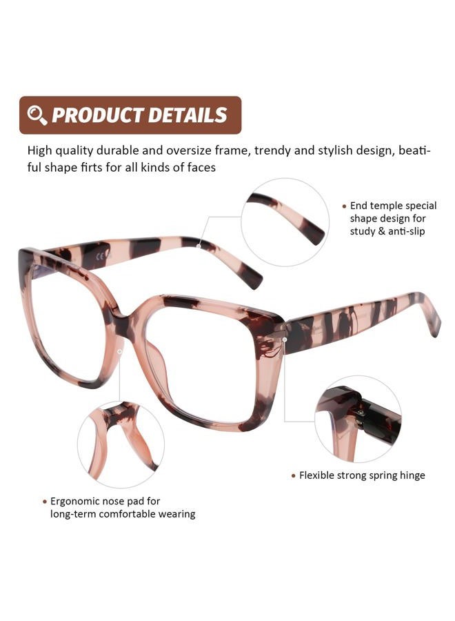DOOViC 3 Pack Oversized Reading Glasses for Women Blue Light Blocking Square Stylish Computer Readers +1.75 Strength - Image 4