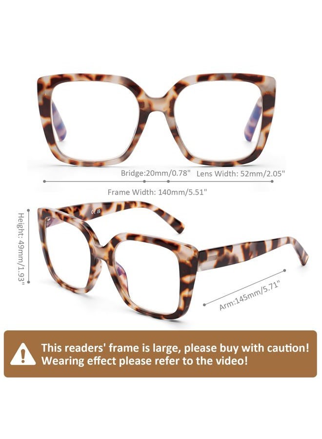 DOOViC 3 Pack Oversized Reading Glasses for Women Blue Light Blocking Square Stylish Computer Readers +1.75 Strength - Image 3