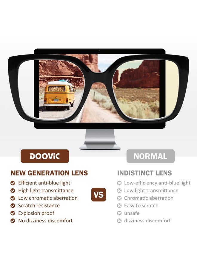 DOOViC 3 Pack Oversized Reading Glasses for Women Blue Light Blocking Square Stylish Computer Readers +1.75 Strength - Image 5