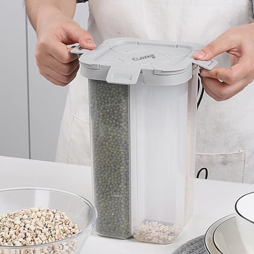 Clazkit Square Airtight Transparent Plastic Lock Food Storage 4 Section Container Jar for Grocery, Fridge Container Pack of 1, 2000ML - Black - Image 5