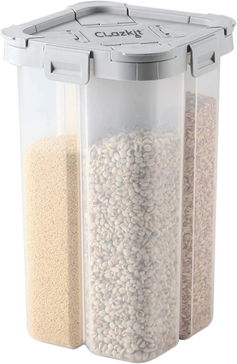 Clazkit Square Airtight Transparent Plastic Lock Food Storage 4 Section Container Jar for Grocery, Fridge Container Pack of 1, 2000ML - Black - Image 3